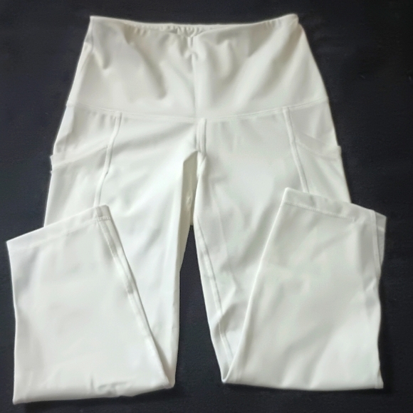 Yoga Pants With Pockets Size Small White High Waist Code Fit - Picture 1 of 6